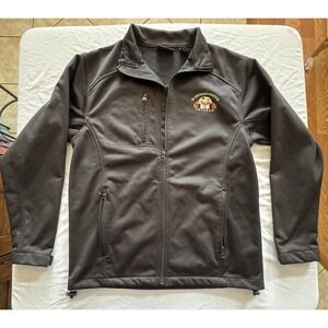 UltraClub Veteran Softshell Jacket Full Zip Black Size Small Embroidered